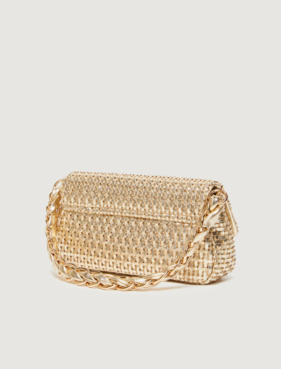 sac tissé moyen le muse orné de strass - or