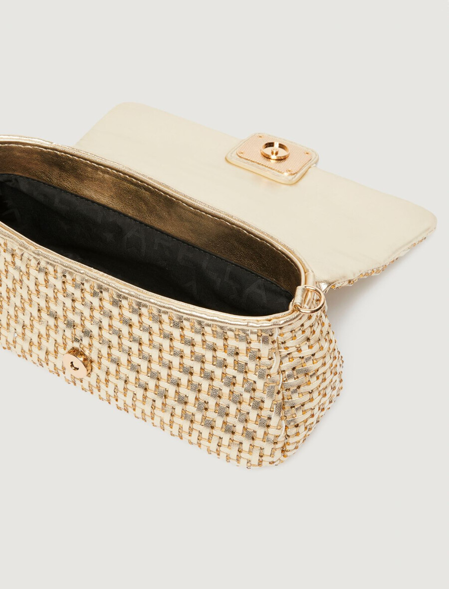 sac tissé moyen le muse orné de strass - or