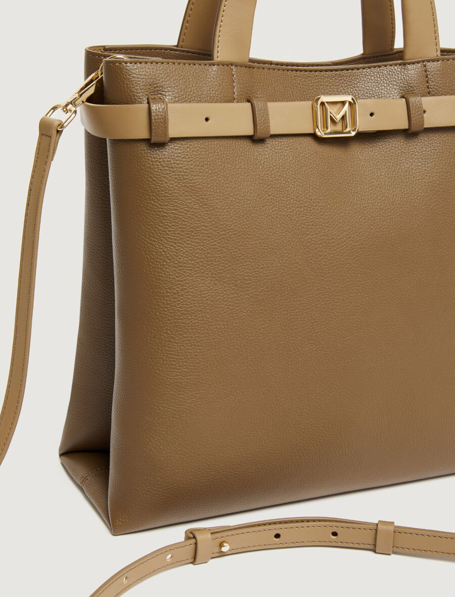 sac cabas vertical avec bandoulière - kaki