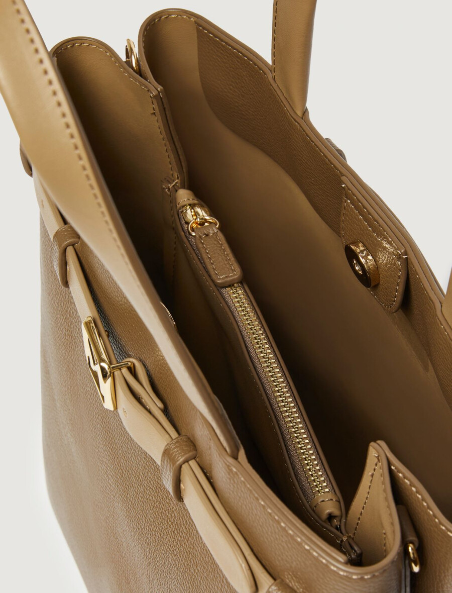 sac cabas vertical avec bandoulière - kaki