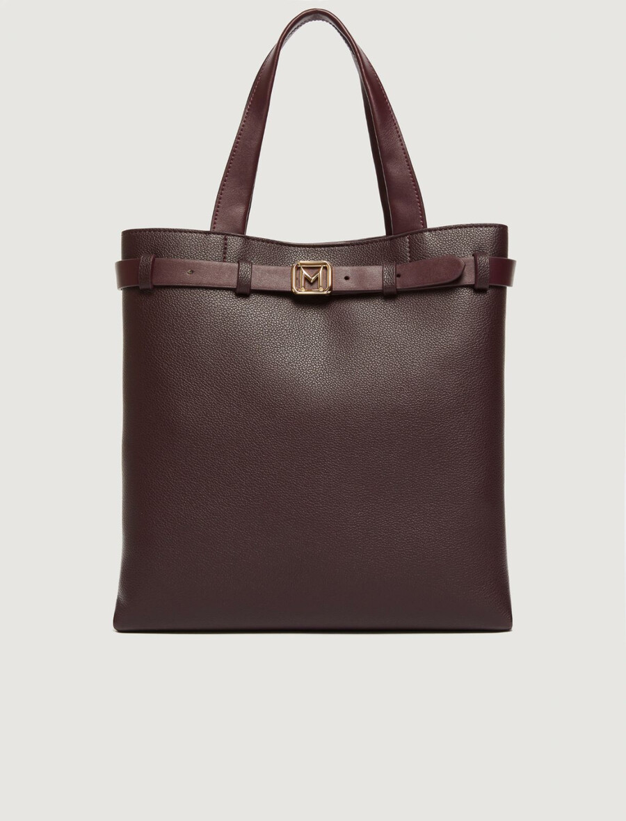 sac cabas vertical avec bandoulière - dark bown