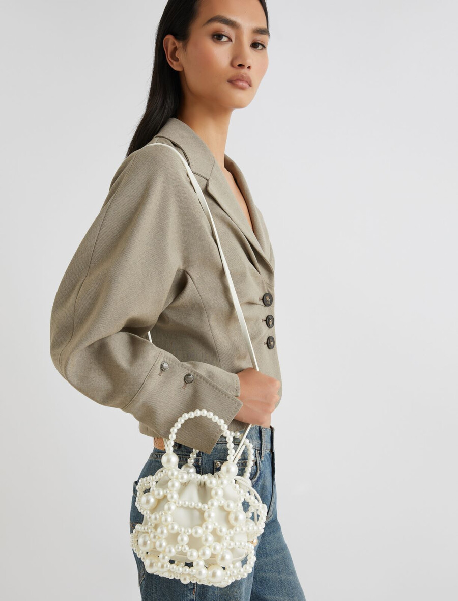 petit sac seau orné dune sphère - gris perle