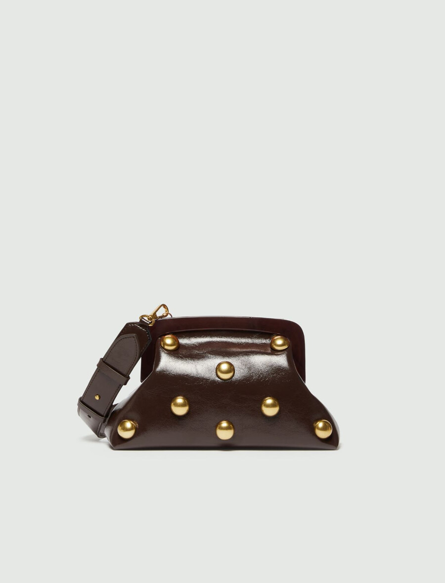 petite pochette en cuir - dark bown