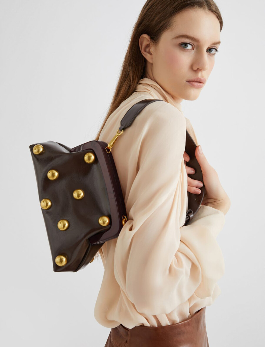 petite pochette en cuir - dark bown