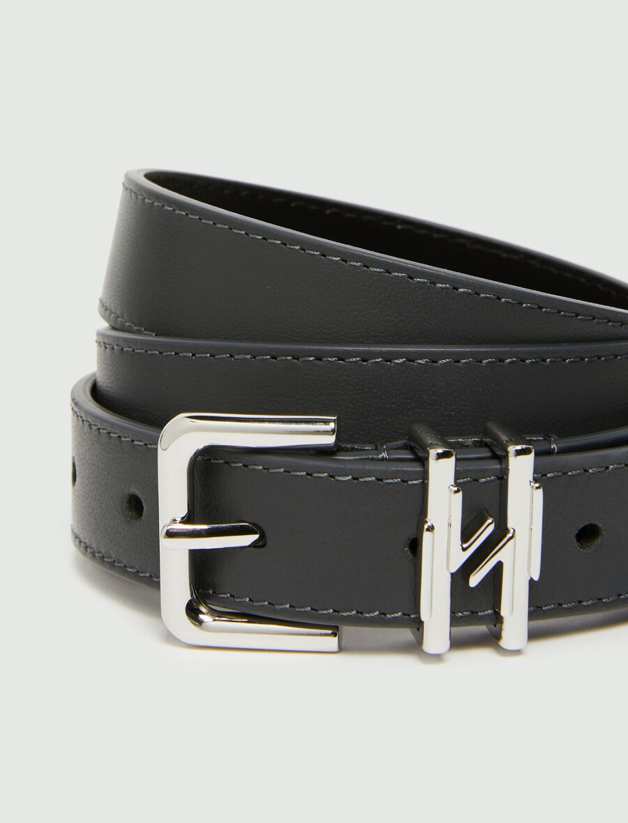 ceinture en cuir avec boucle - gris foncÉ