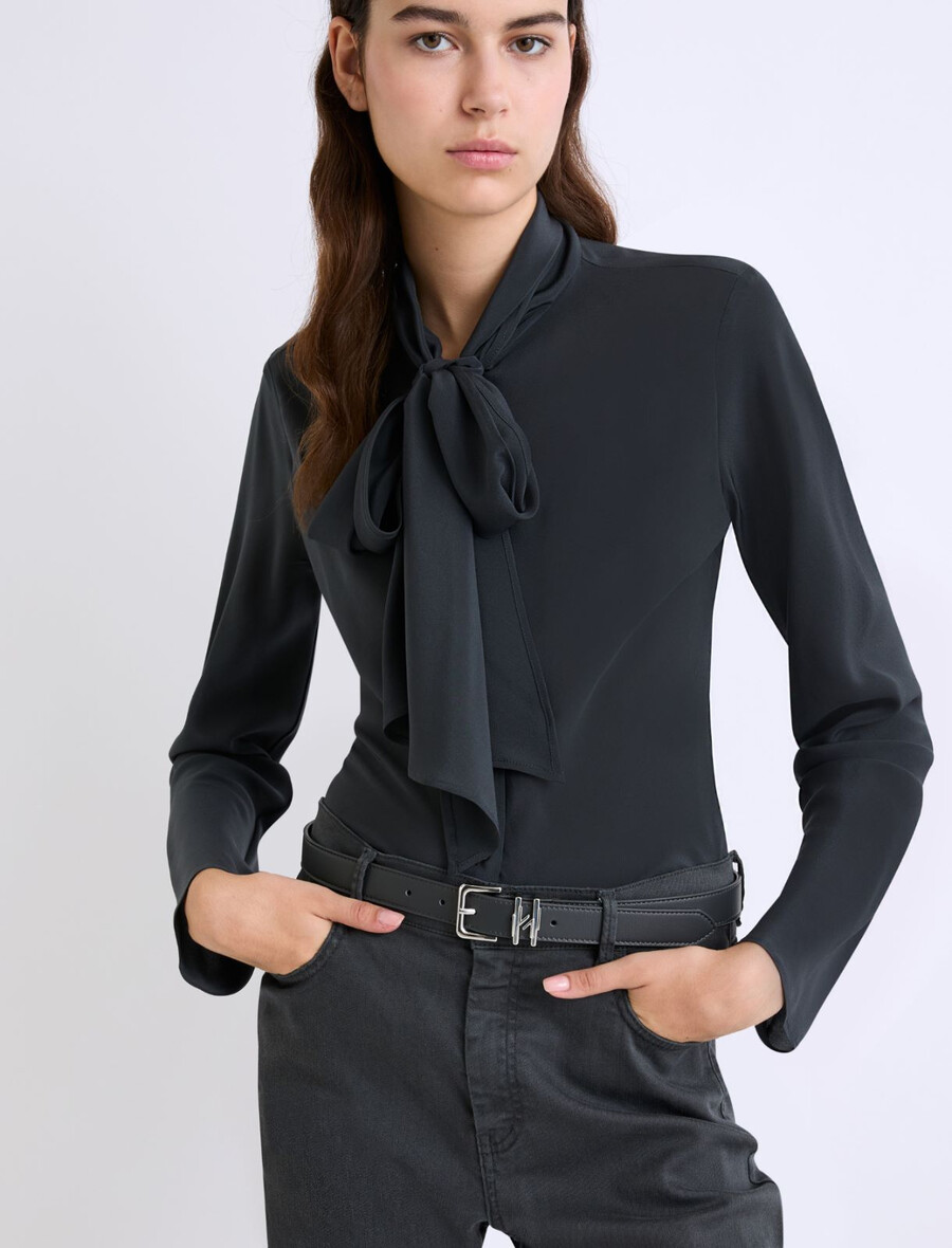 ceinture en cuir avec boucle - gris foncÉ