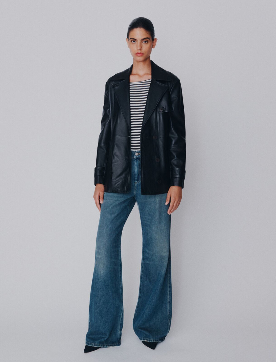 jean taille haute à jambes larges - marine