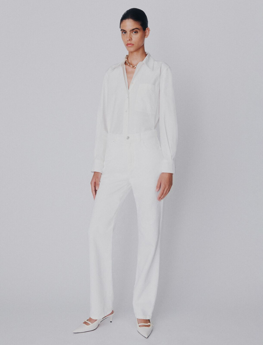 jean en denim coupe droite - blanc