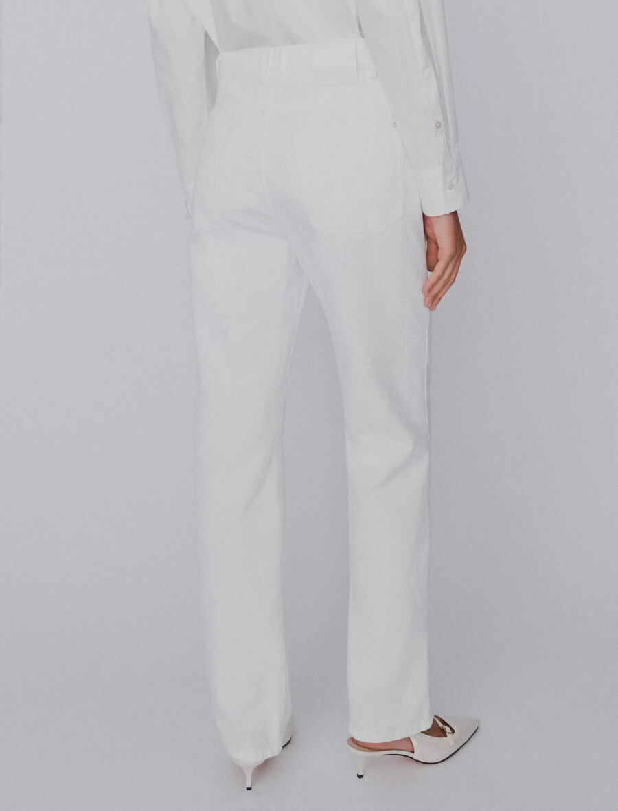 jean en denim coupe droite - blanc