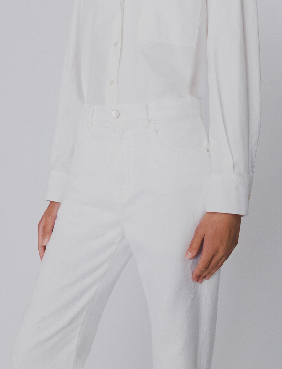 jean en denim coupe droite - blanc
