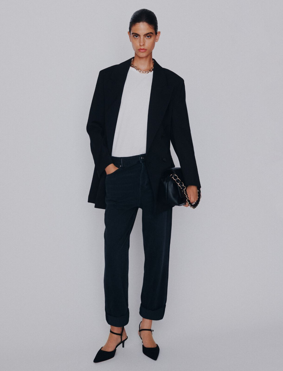 jean garçon manqué en denim - noir