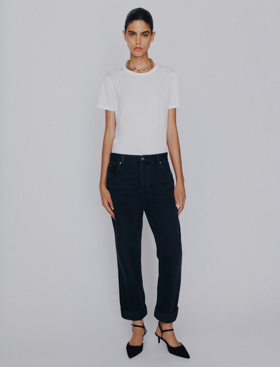 jean garçon manqué en denim - noir