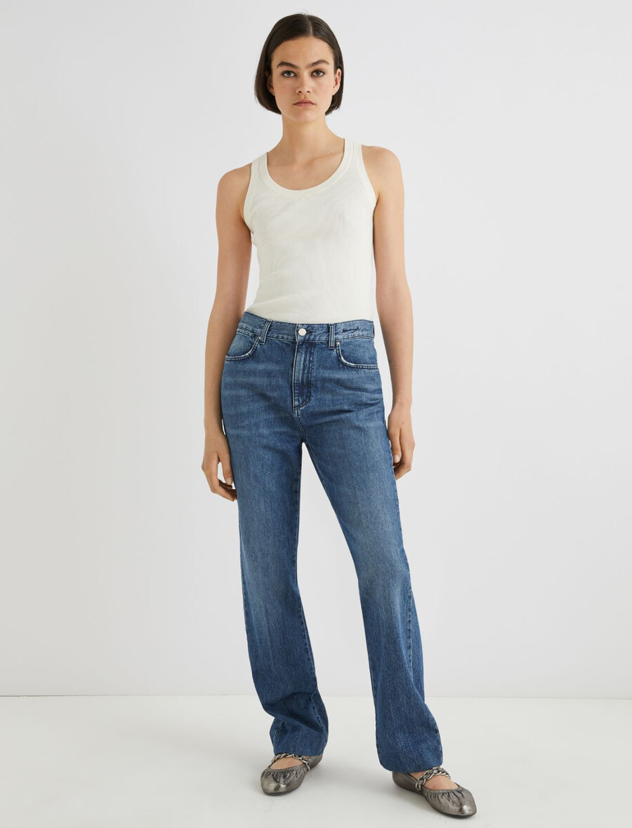 jean large surpiqué - blue jeans