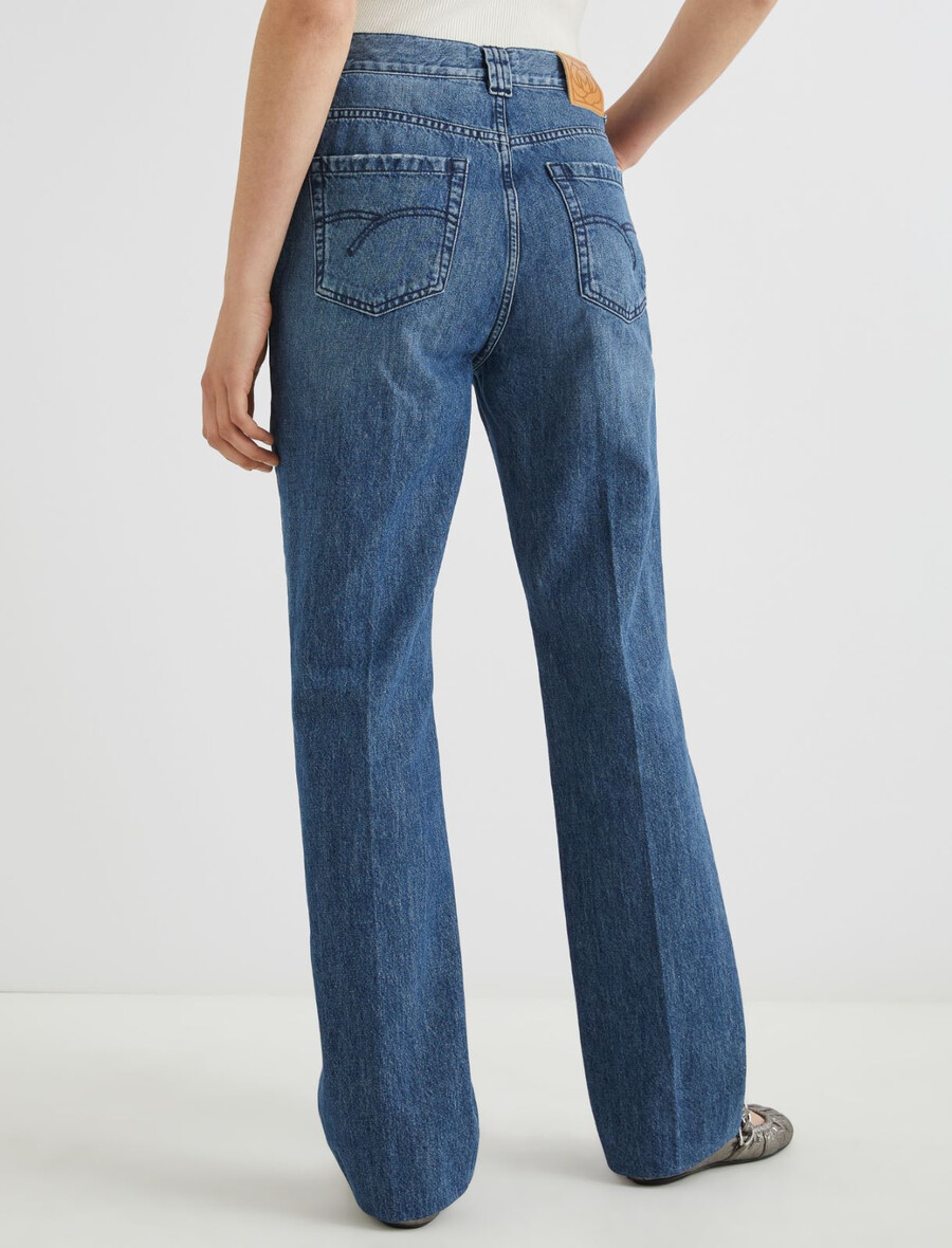 jean large surpiqué - blue jeans