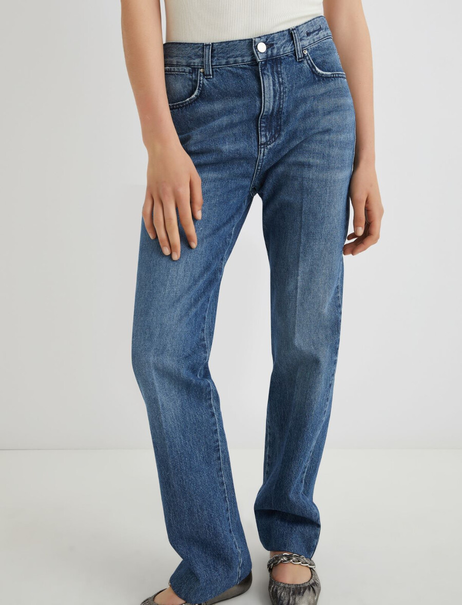 jean large surpiqué - blue jeans