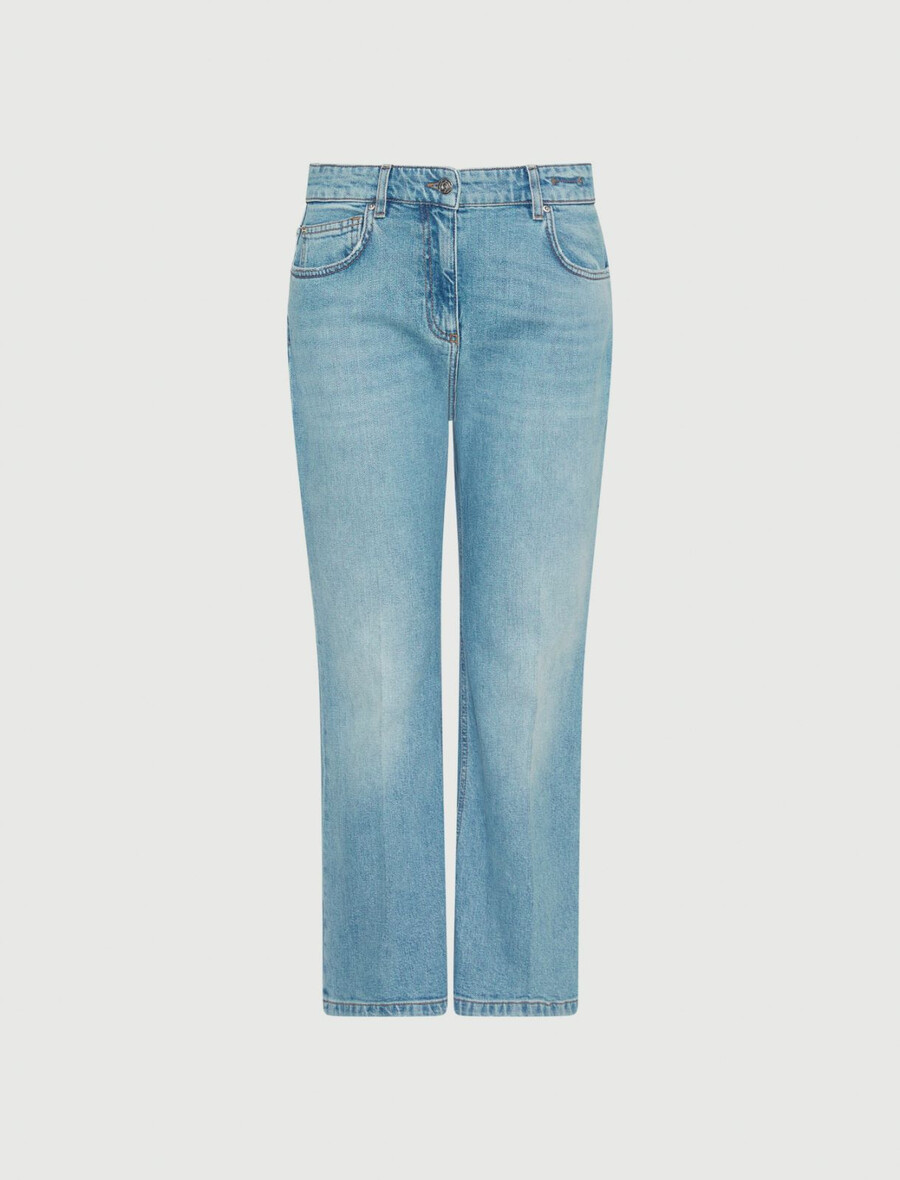 jean évasé court - bleu clair