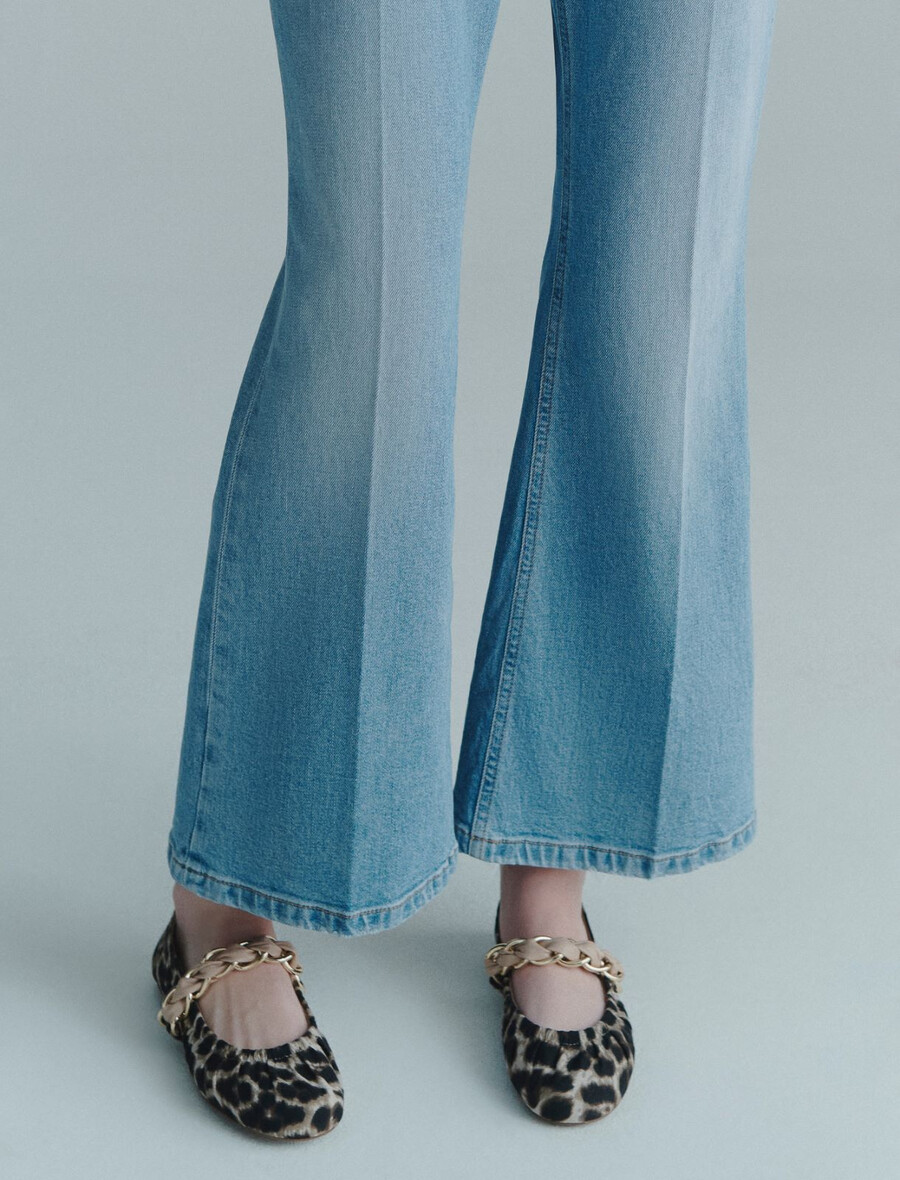 jean évasé court - bleu clair