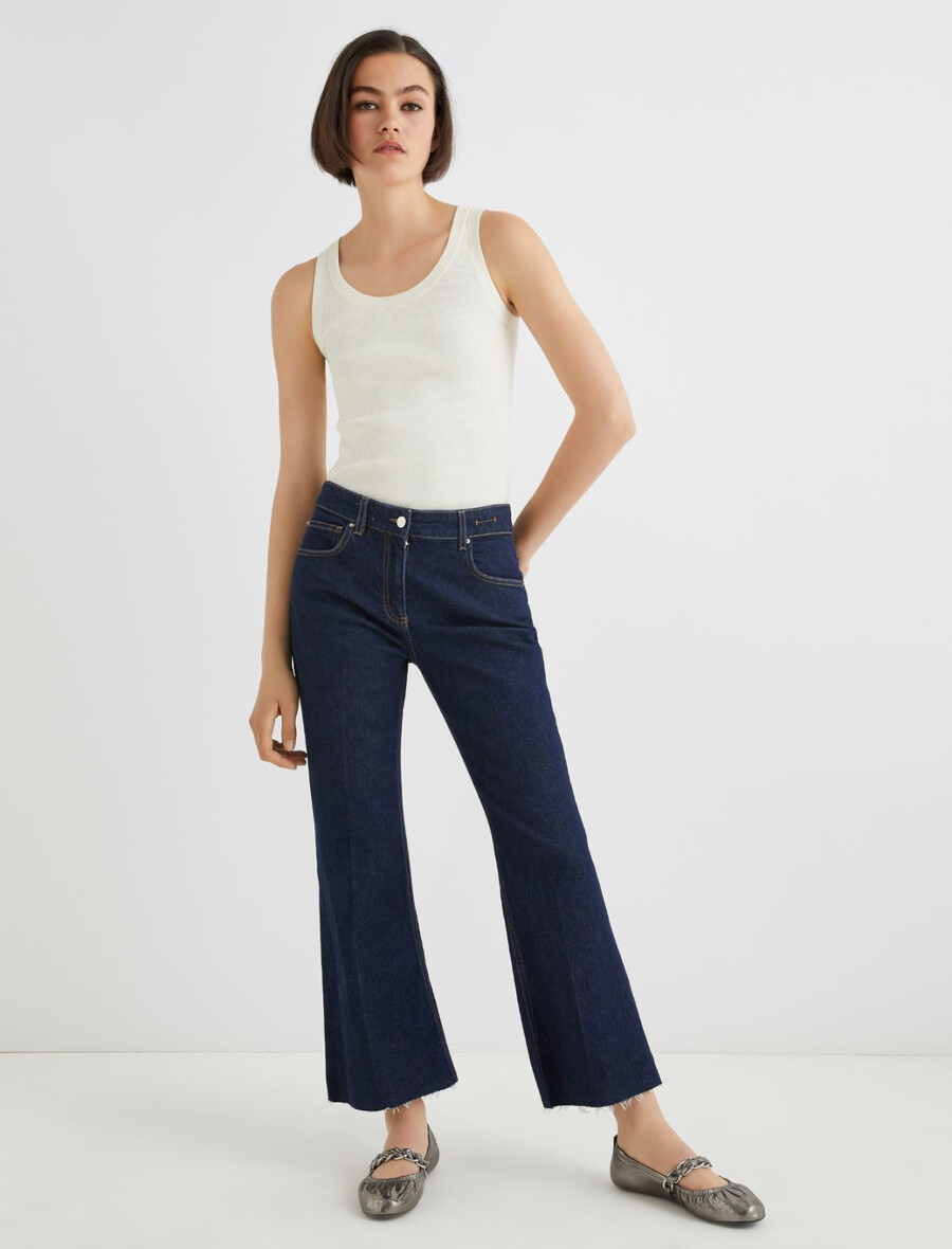 jean évasé court - bleu nuit