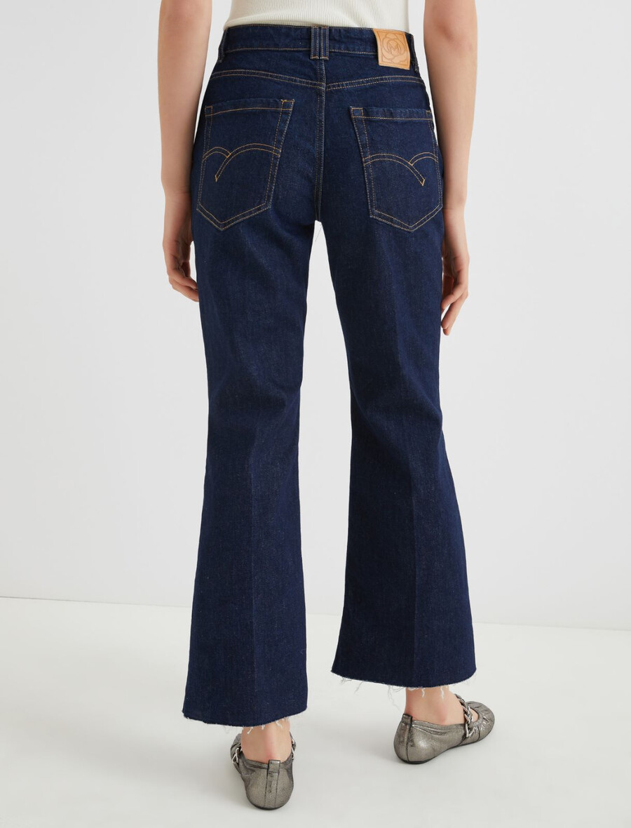 jean évasé court - bleu nuit