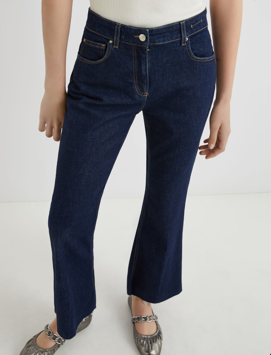 jean évasé court - bleu nuit