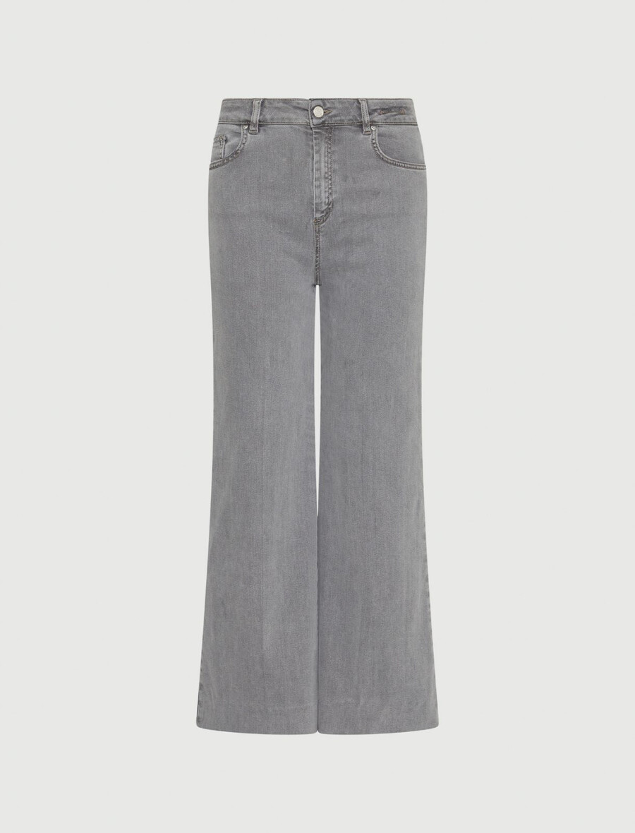 jean court à jambes larges - jeans gris