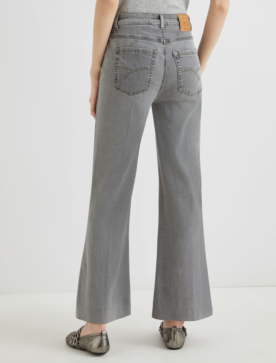 jean court à jambes larges - jeans gris