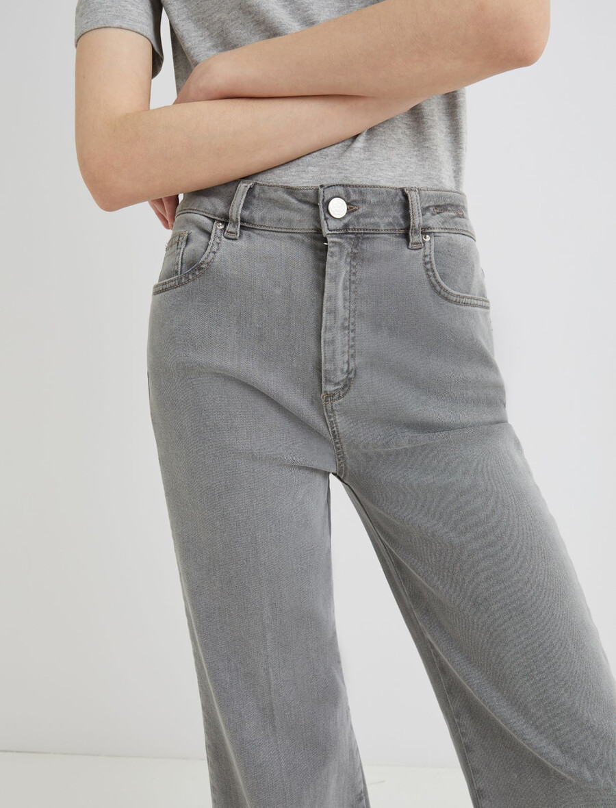 jean court à jambes larges - jeans gris