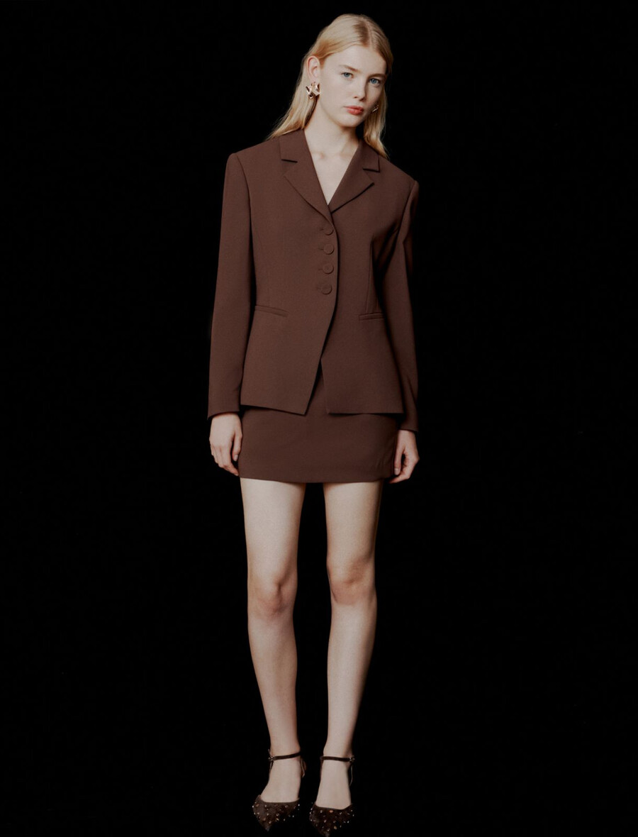 jupe courte en satin envers - marron