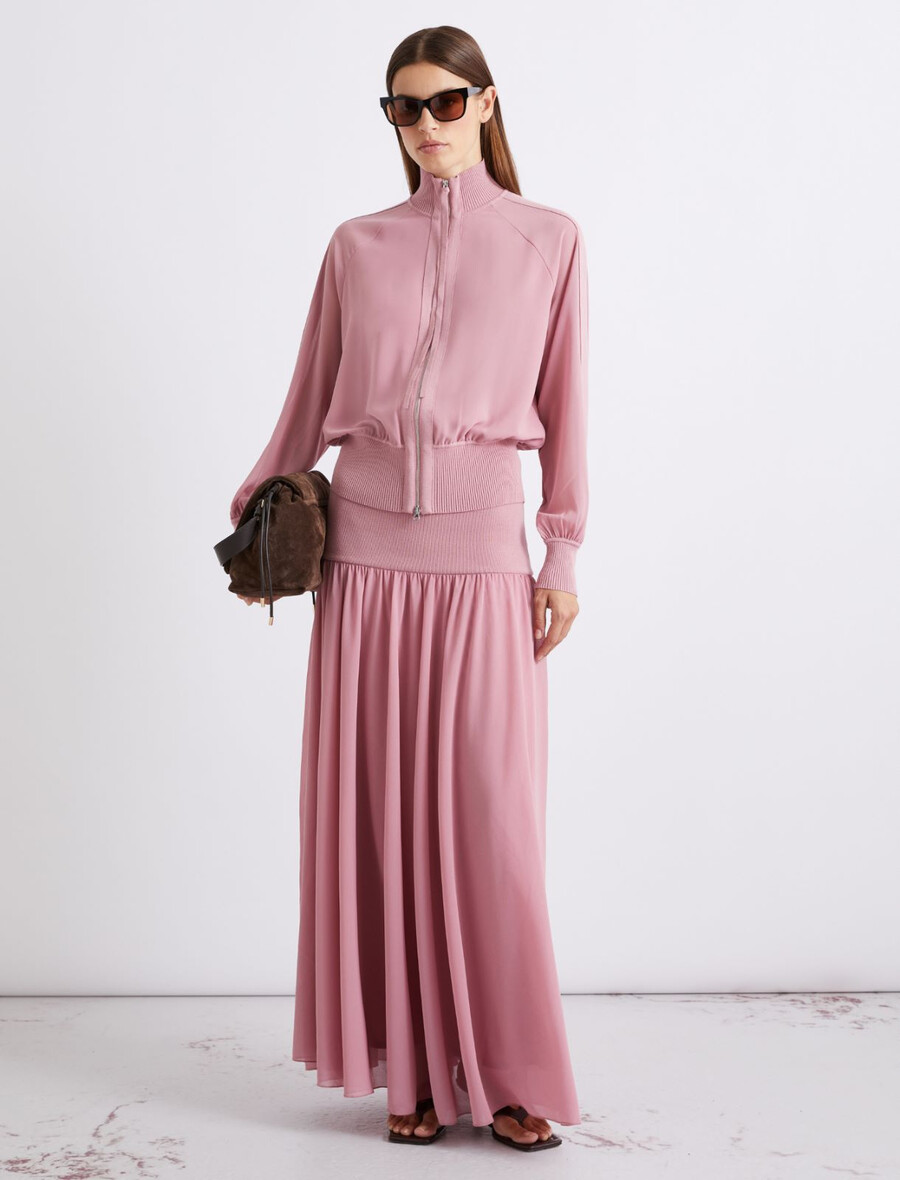 jupe évasée en georgette - hydrangea