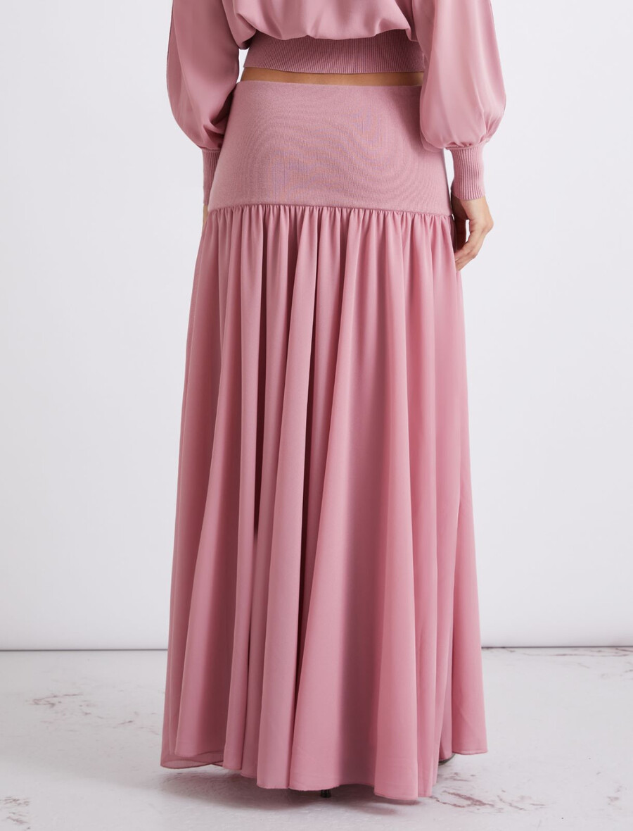 jupe évasée en georgette - hydrangea