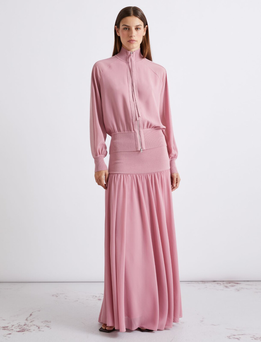 jupe évasée en georgette - hydrangea