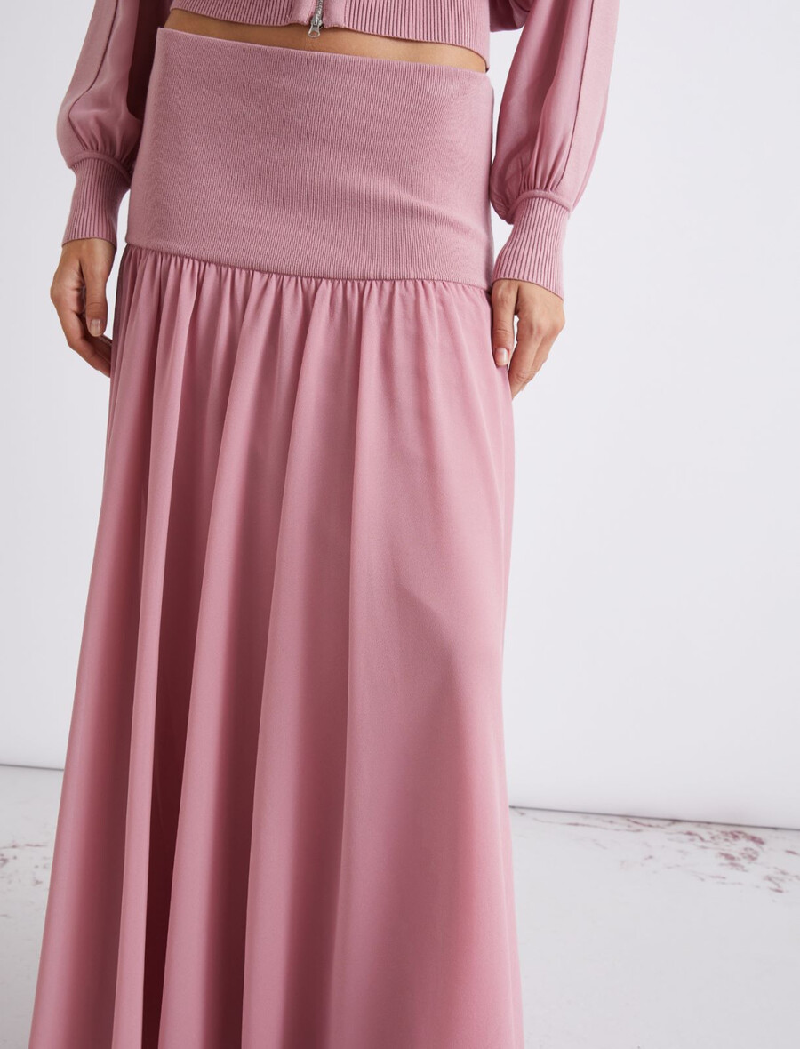 jupe évasée en georgette - hydrangea