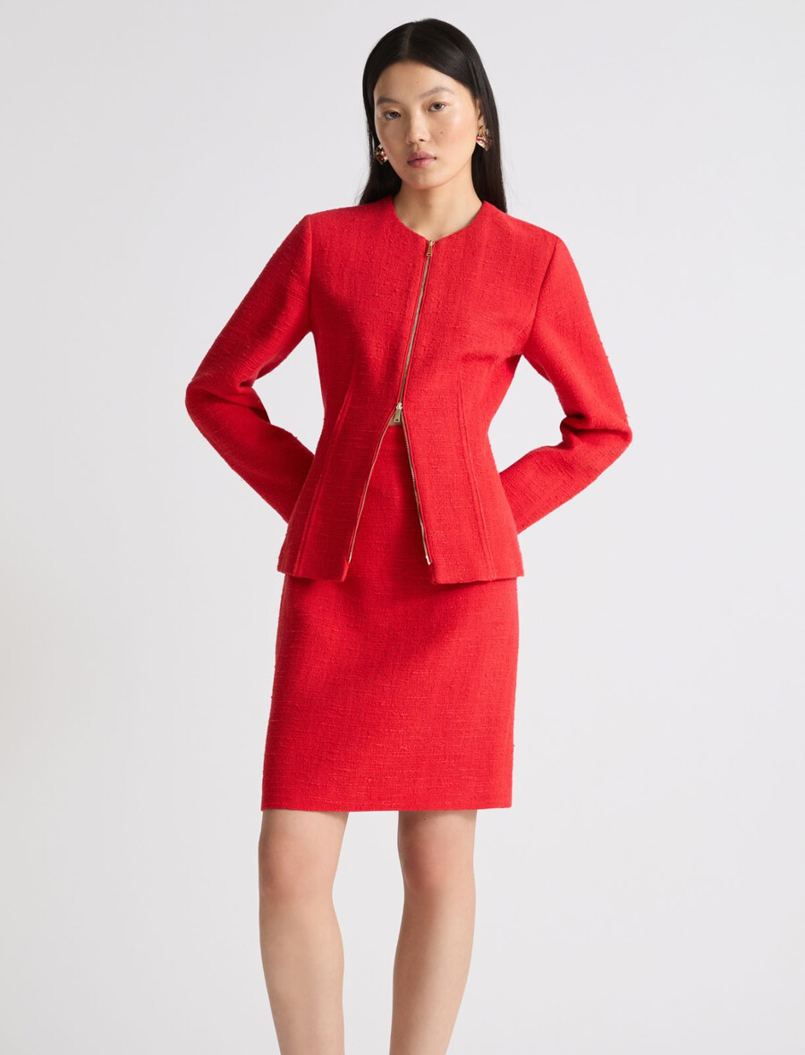 jupe droite extensible à motif panier - rouge