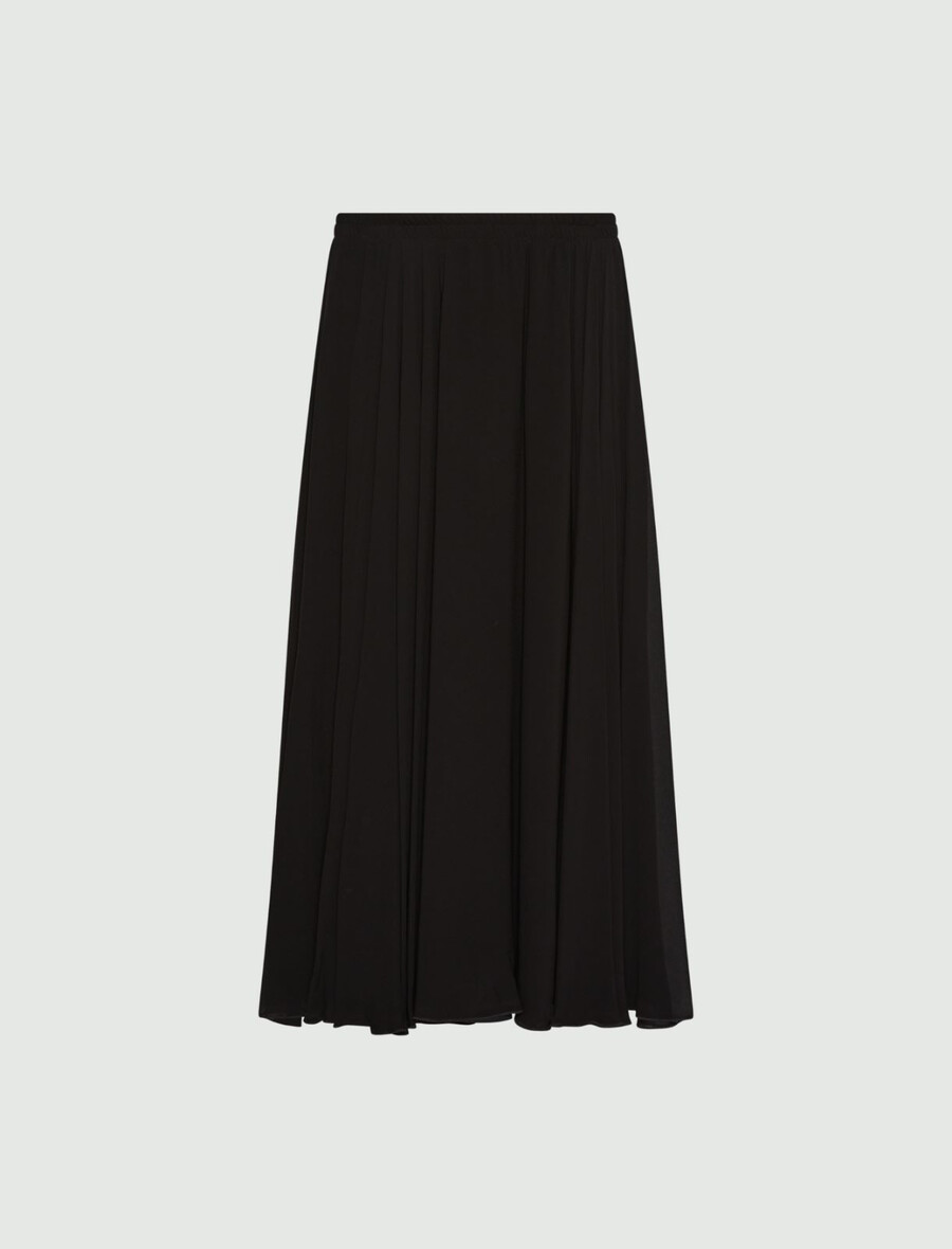 jupe longue en georgette - noire