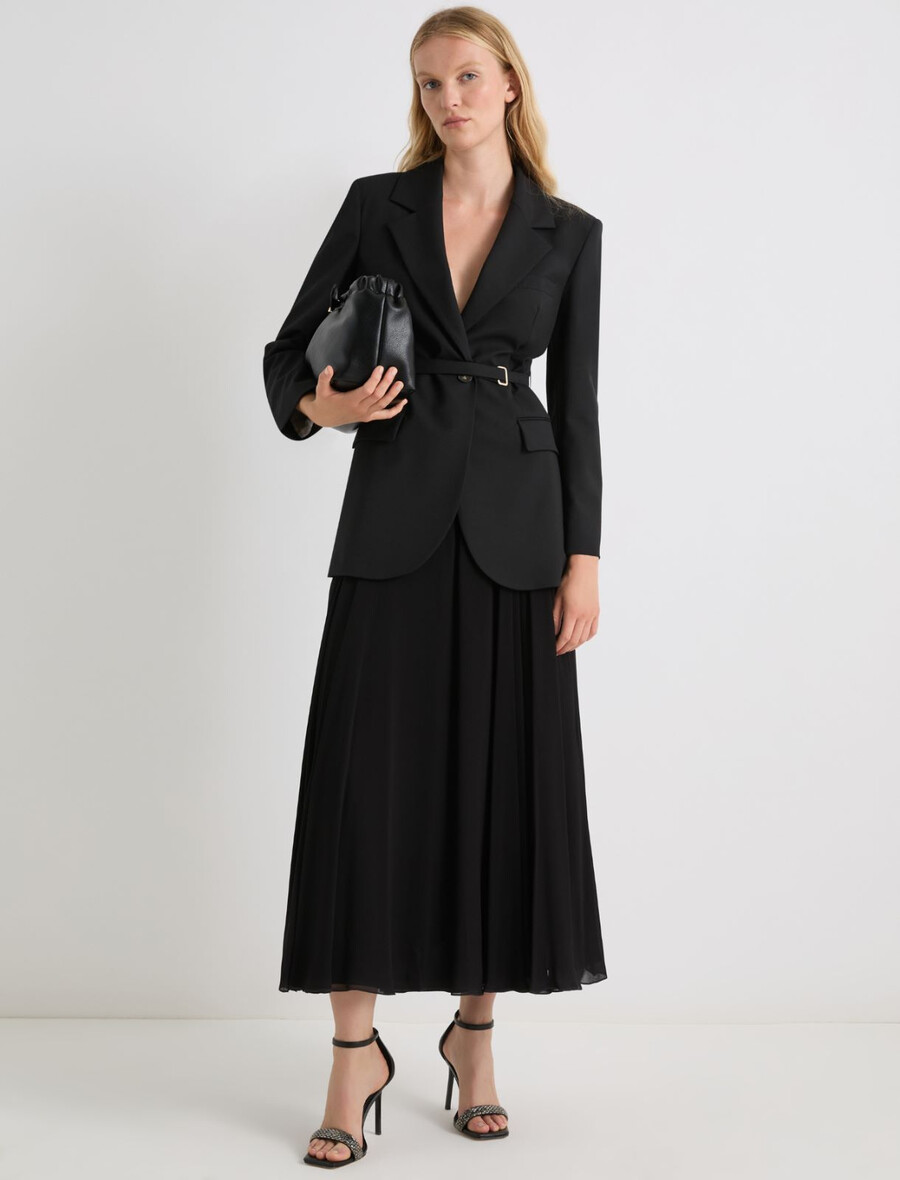 jupe longue en georgette - noire