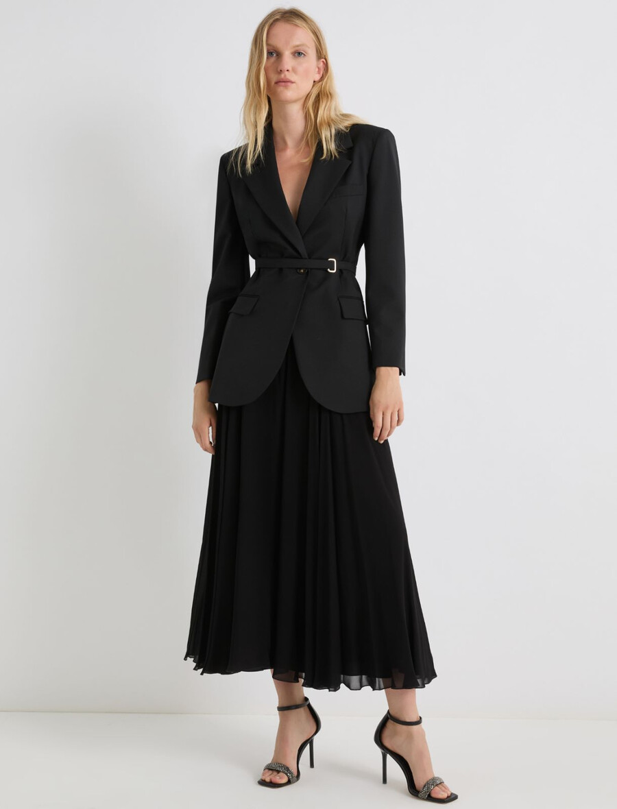 jupe longue en georgette - noire