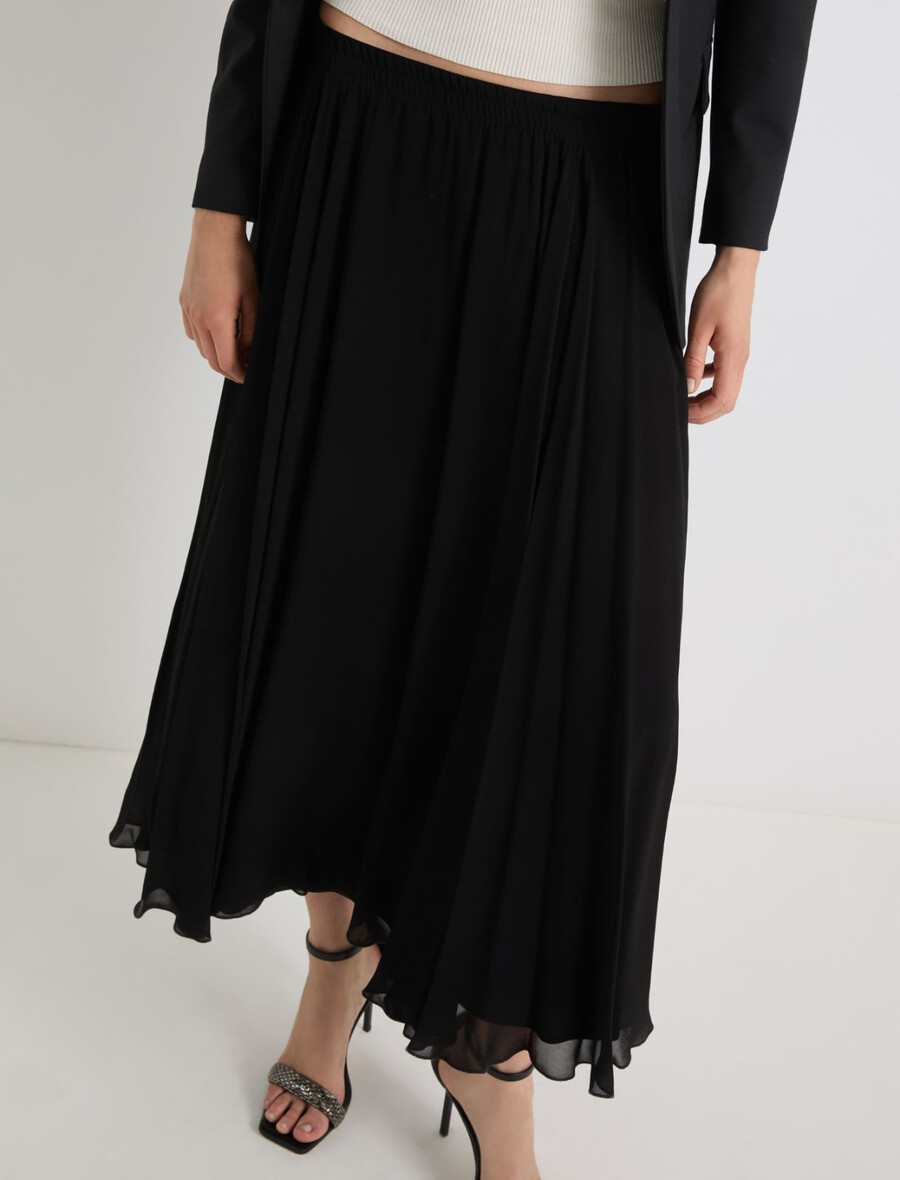 jupe longue en georgette - noire