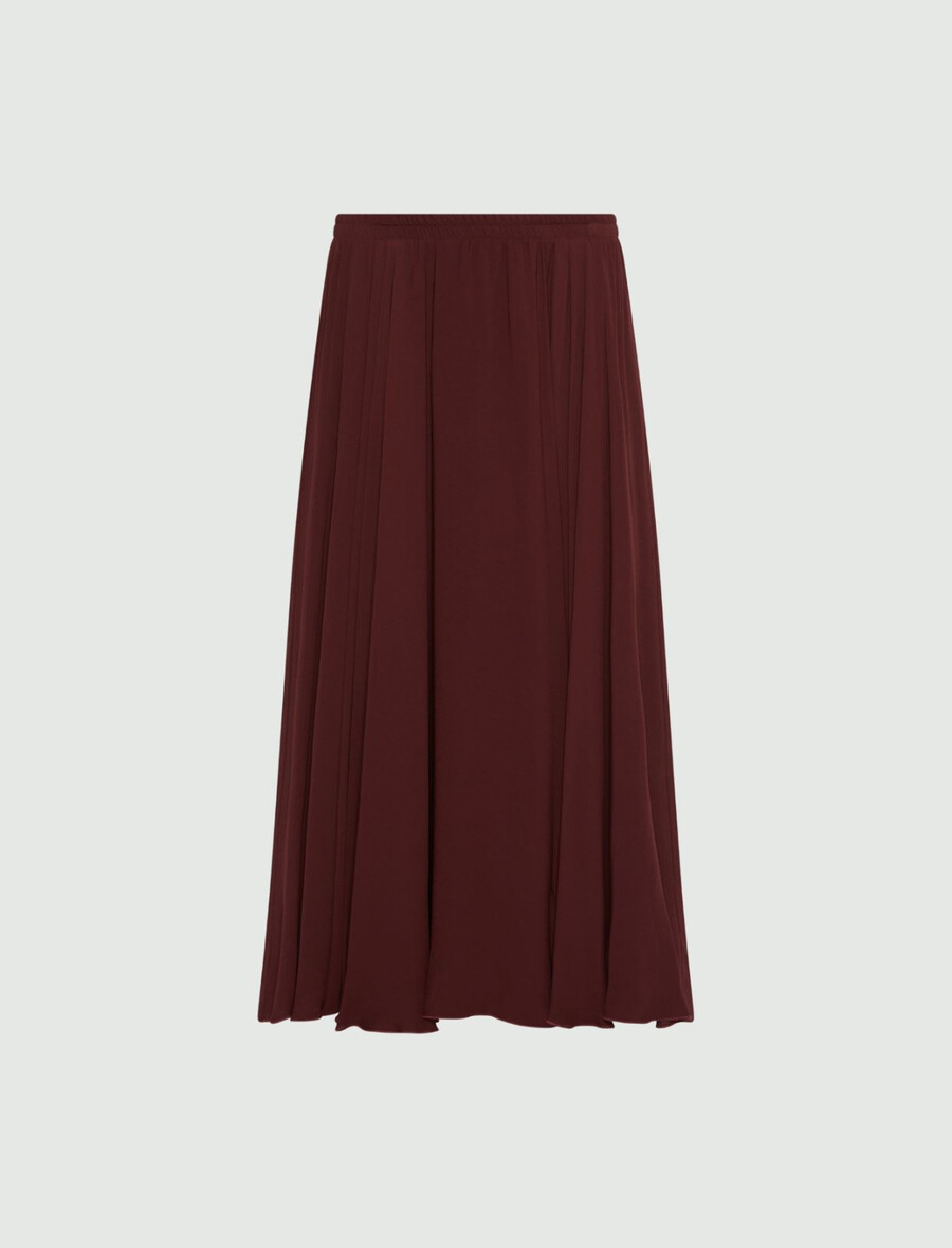 jupe longue en georgette - bordeaux