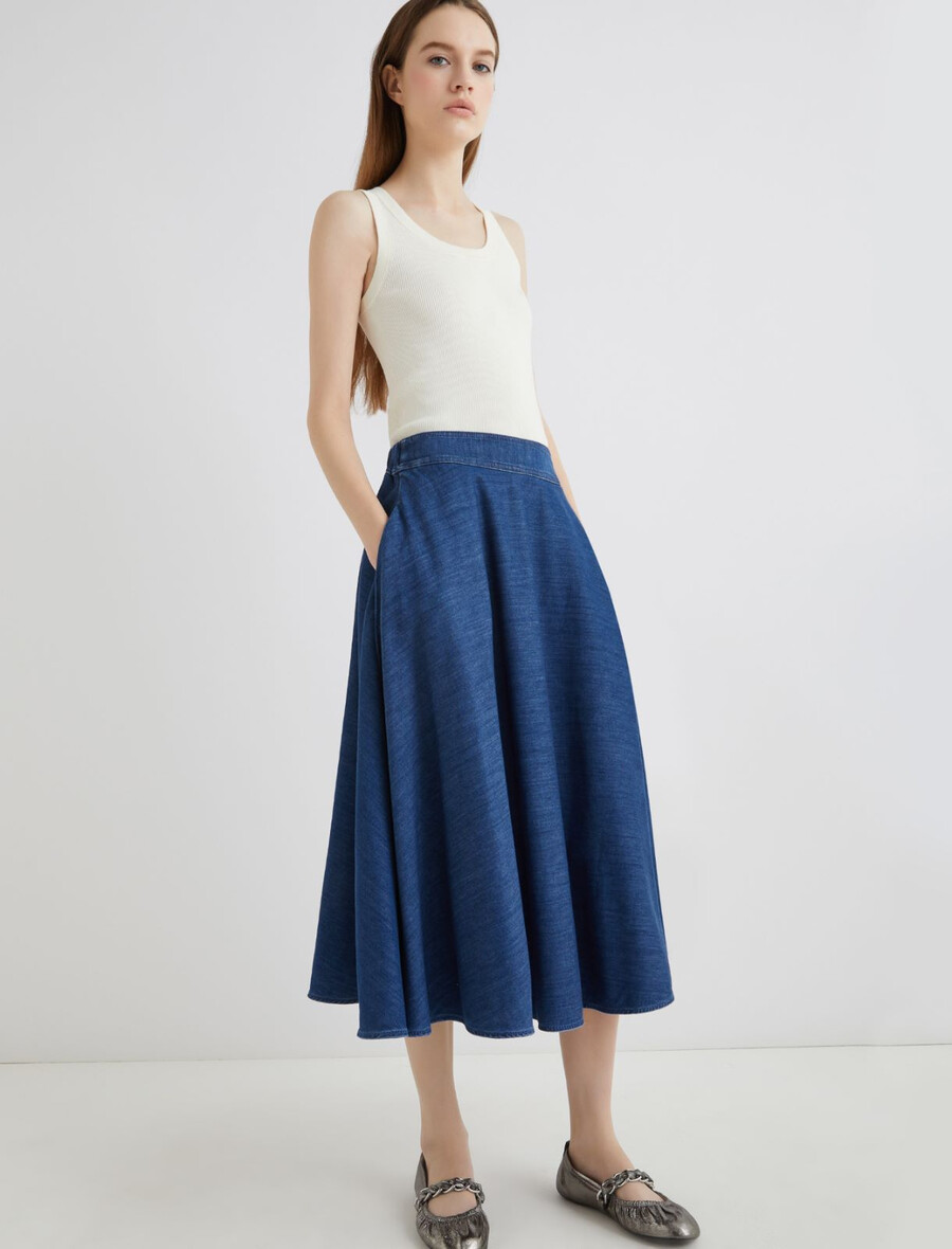 jupe cercle en jean - jeans bleu