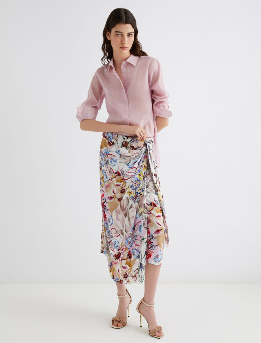 jupe en satin imprimé - rose