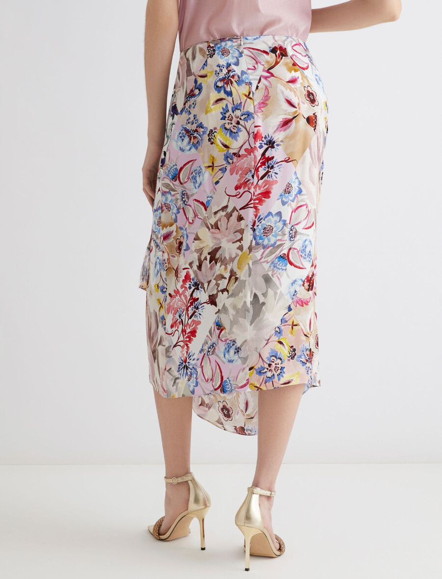 jupe en satin imprimé - rose