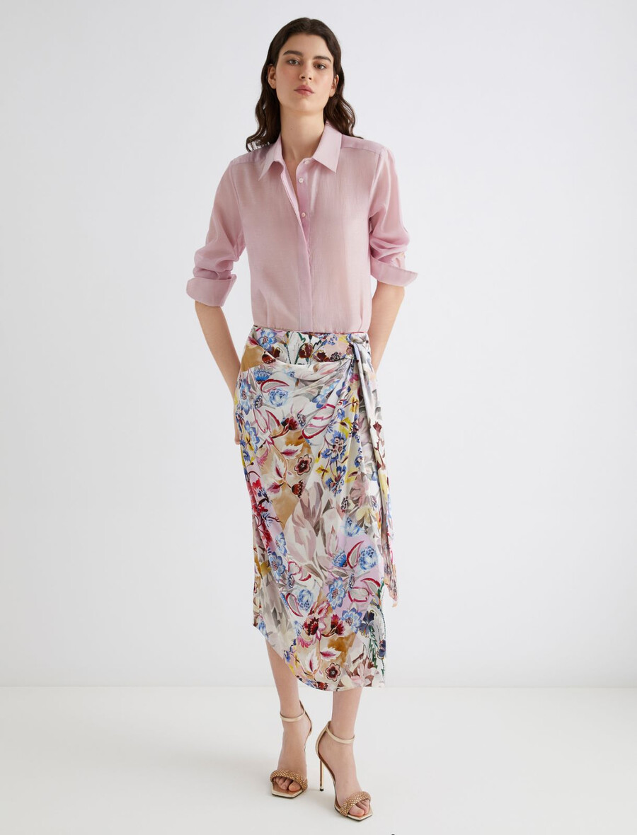 jupe en satin imprimé - rose