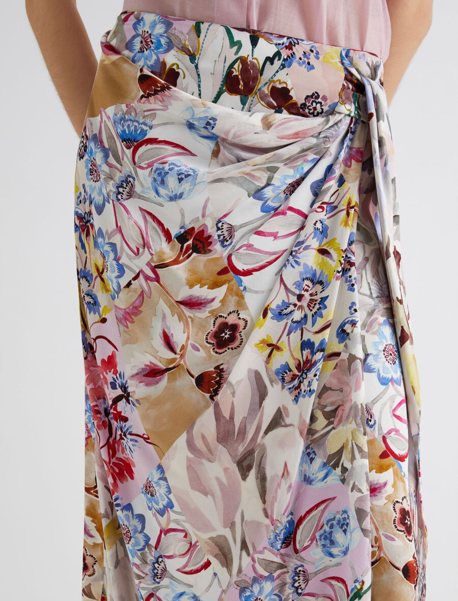 jupe en satin imprimé - rose