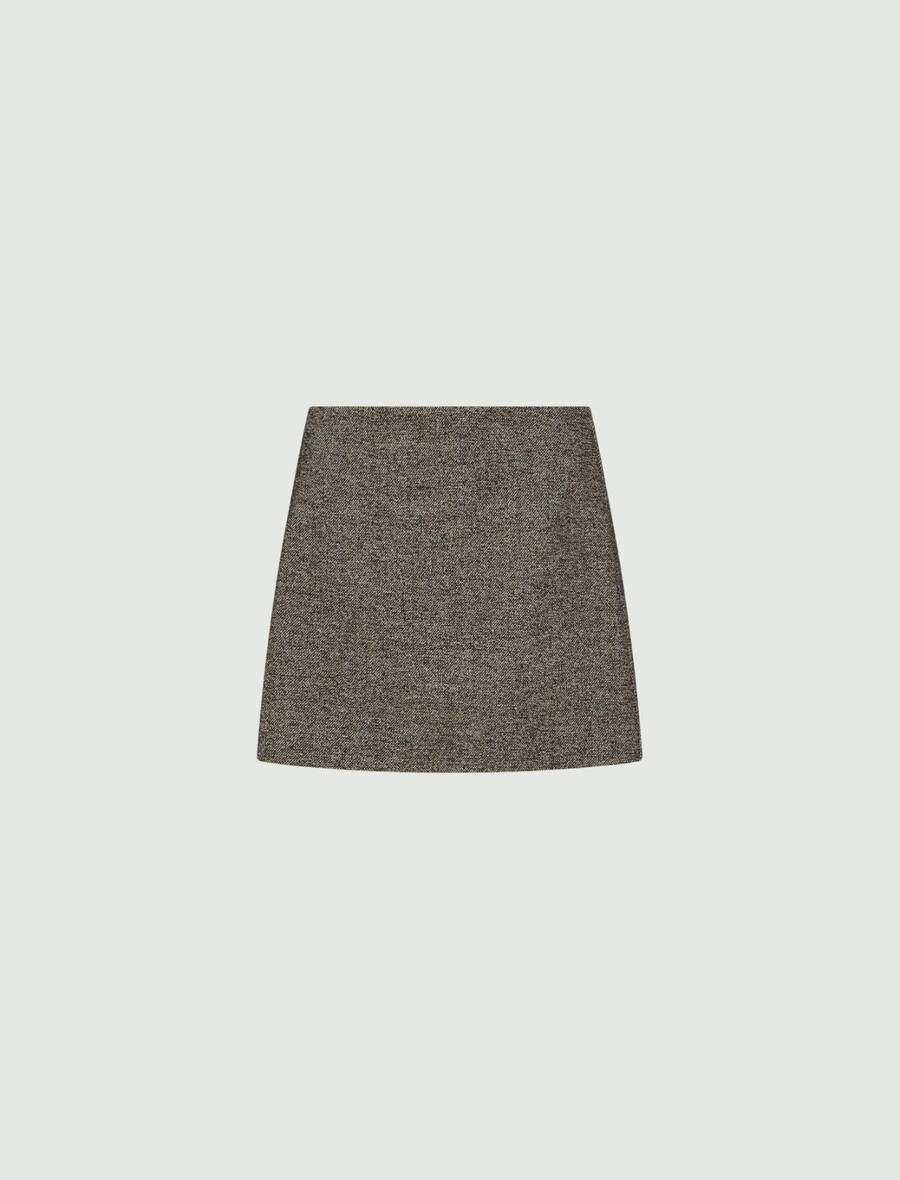 jupe courte en tweed - marron