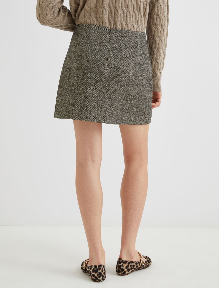 jupe courte en tweed - marron