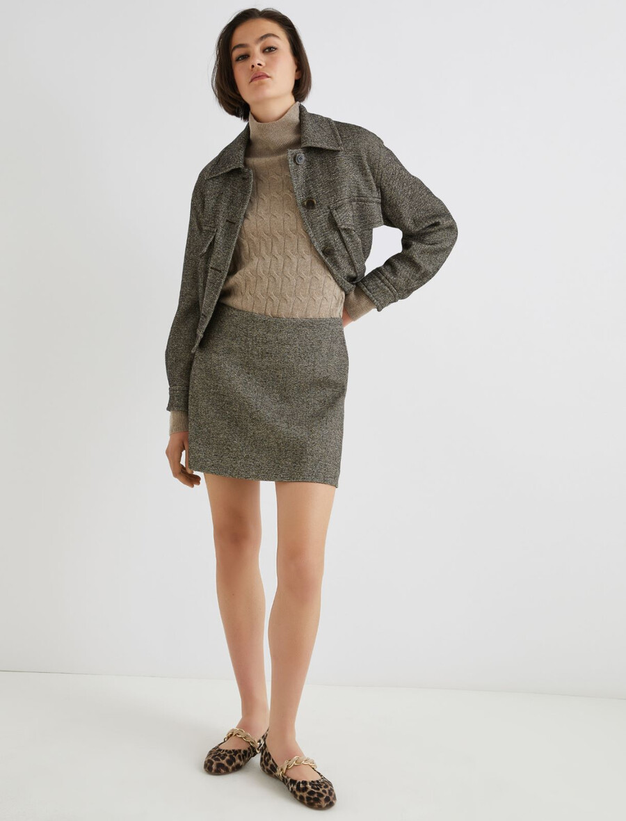 jupe courte en tweed - marron