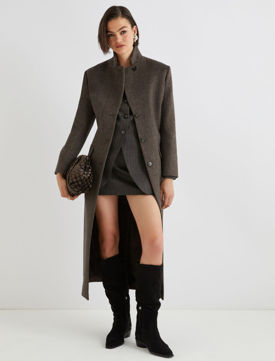 jupe courte en laine - marron