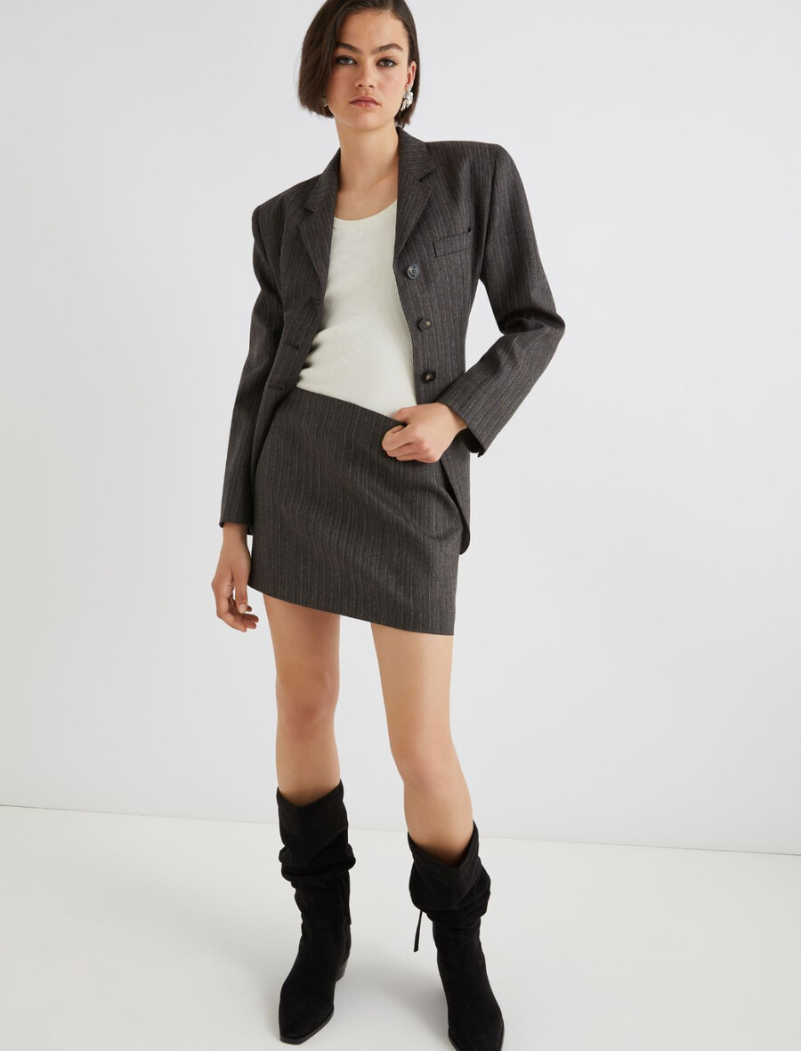 jupe courte en laine - marron