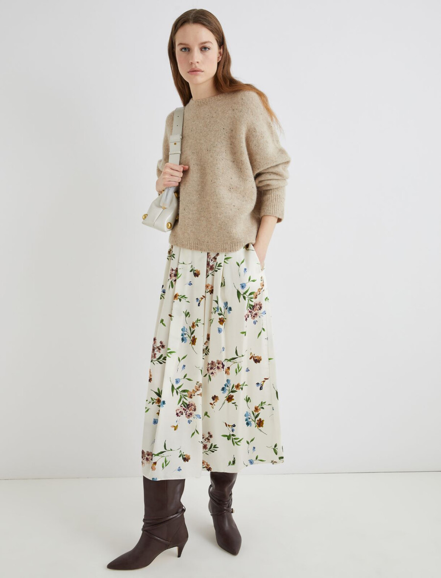 jupe longue en satin - crÈme