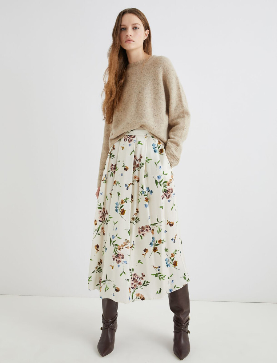 jupe longue en satin - crÈme